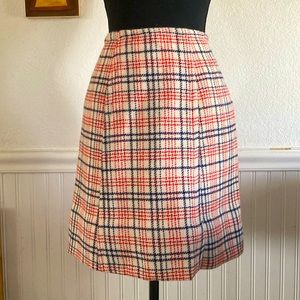 Vintage 1960’s Ladybug Plaid Tweed Lined Skirt Sz 7